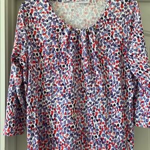 Rafaella Red and White Ruffled Blouse Relaxed Fit